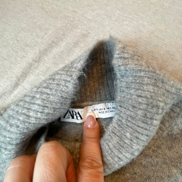 Bundle Zara Chunky Knit Sweaters Cardigan Blue Gray Embroidered S M - Picture 6 of 6